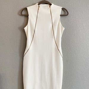 Calvin Klein Ivory Midi Zipper Dress